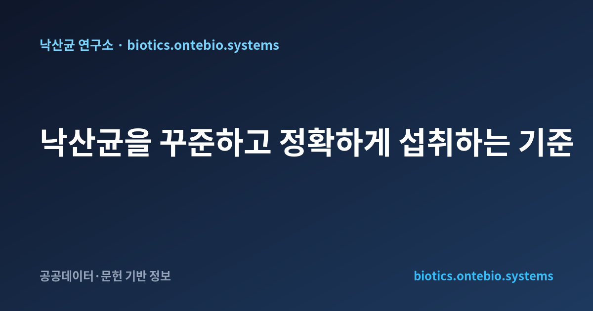 낙산균을 꾸준하고 정확하게 섭취하는 기준