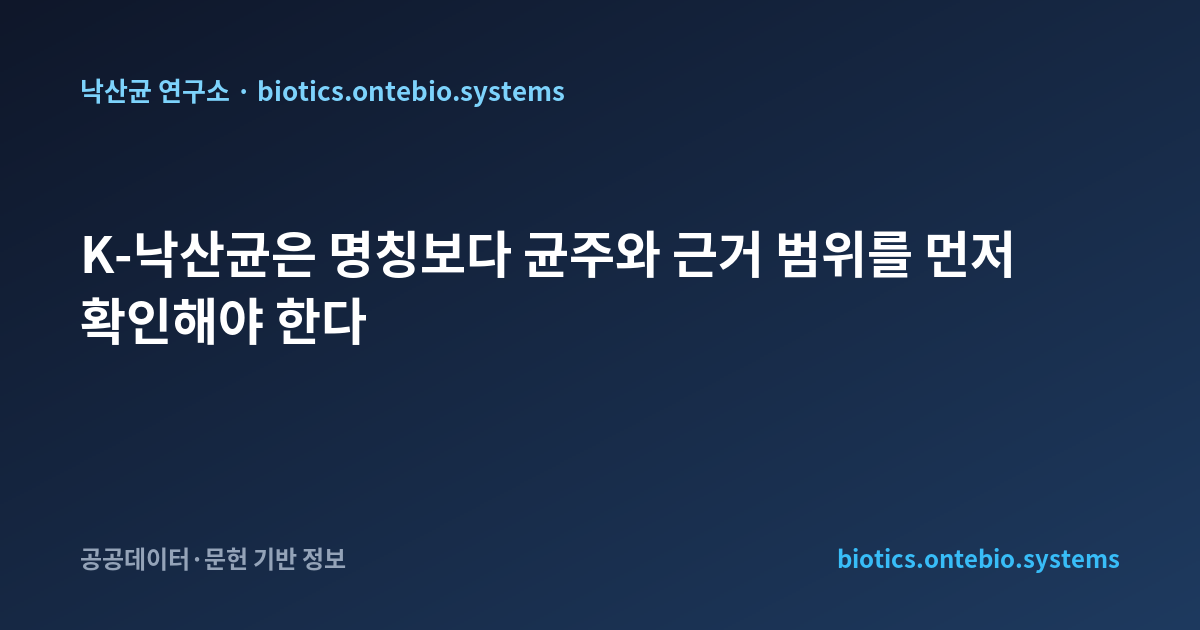 K-낙산균은 명칭보다 균주와 근거 범위를 먼저 확인해야 한다