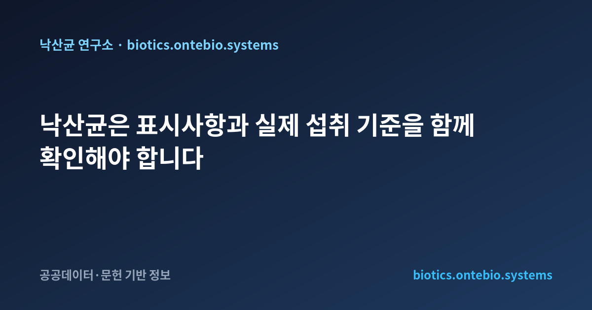 낙산균은 표시사항과 실제 섭취 기준을 함께 확인해야 합니다